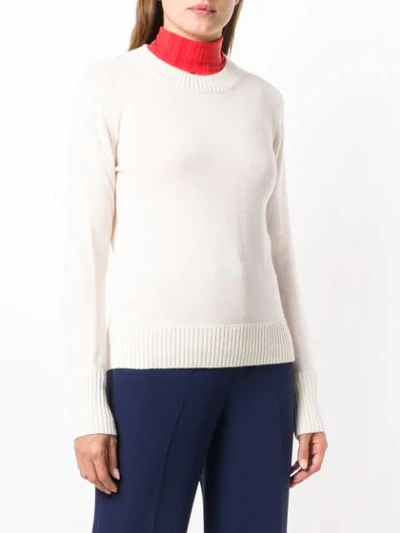 Shop Burberry Basic Fitted Jumper In White