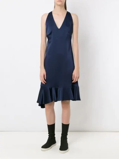 Shop Gloria Coelho Camisola Ruffled Dress In Blue