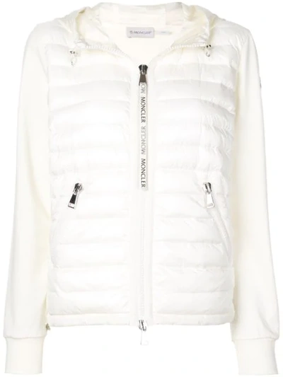 Shop Moncler Padded Front Zipped Hoodie In White