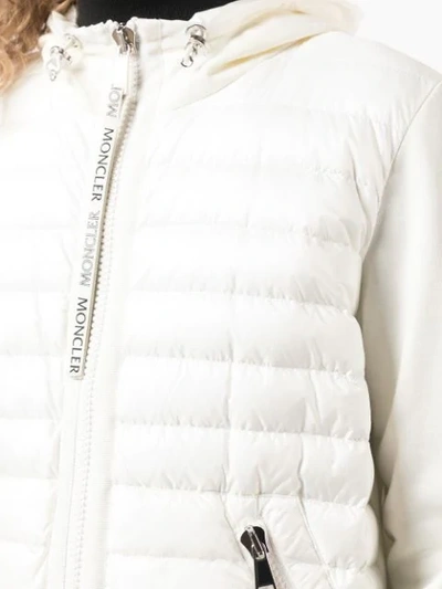 Shop Moncler Padded Front Zipped Hoodie In White