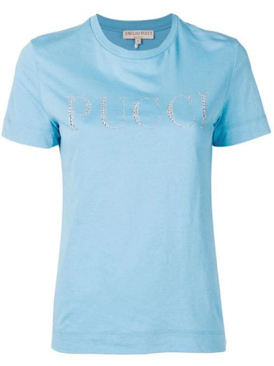 Shop Emilio Pucci Logo Embellished T-shirt In Blue