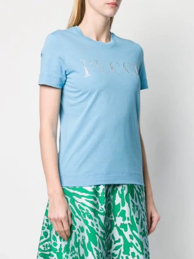 EMILIO PUCCI LOGO EMBELLISHED T-SHIRT - 蓝色