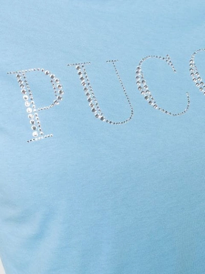 Shop Emilio Pucci Logo Embellished T-shirt In Blue