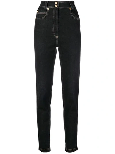 Shop Versace High-waisted Slim Jeans - Black