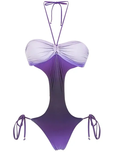 Shop Amir Slama Swimsuit With Cut Details In Purple