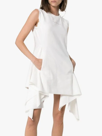 Shop Ambush Logo Printed Asymmetric Mini Dress In White