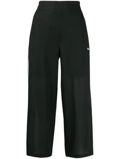 Shop Dkny Textured Striped Trim Trousers - Black