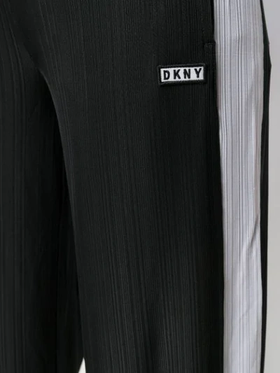 Shop Dkny Textured Striped Trim Trousers - Black