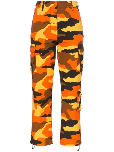 Shop Off-white Camouflage Trousers In Orange