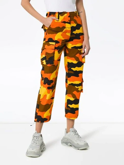 Shop Off-white Camouflage Trousers In Orange