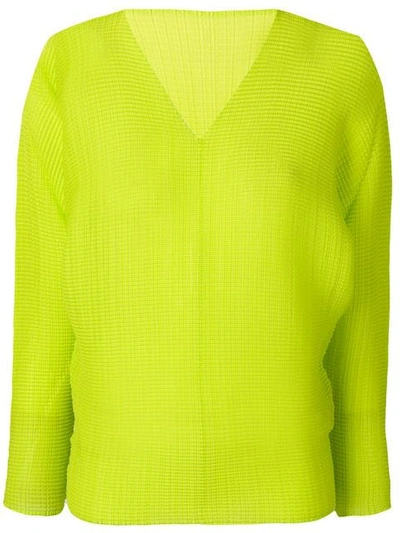 Shop Issey Miyake Ribbed Classic Pullover - Green