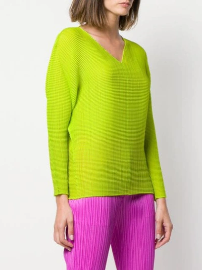 Shop Issey Miyake Ribbed Classic Pullover - Green