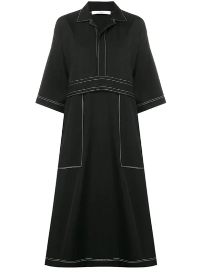 Shop Ujoh Belted Square Dress - Black