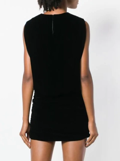 Shop Saint Laurent Draped Velvet Mini Dress In Black