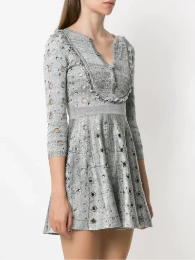 Shop Andrea Bogosian Knitted Apliqué Dress In Grey