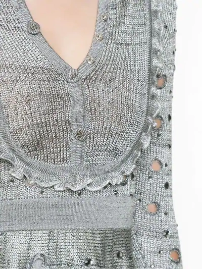 Shop Andrea Bogosian Knitted Apliqué Dress In Grey