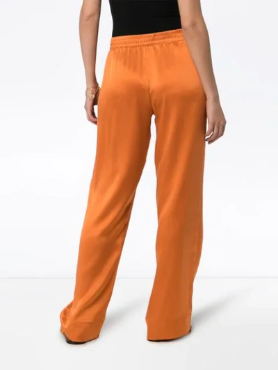 Shop Asceno Pyjama-style Wide-leg Trousers In Orange