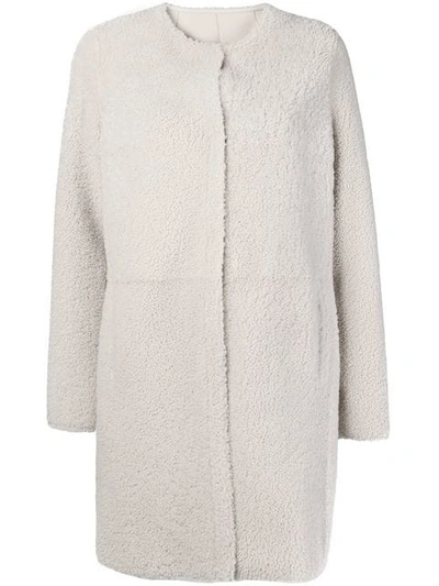 Shop Yves Salomon Reversible Shearling Coat In White