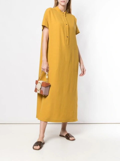 Shop Agnona Side Slits Oversized Dress In Gold