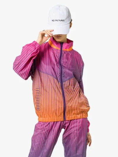 Shop House Of Holland Stripe-print Stand-collar Track Jacket In Pink