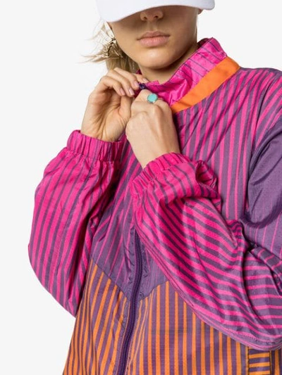 Shop House Of Holland Stripe-print Stand-collar Track Jacket In Pink