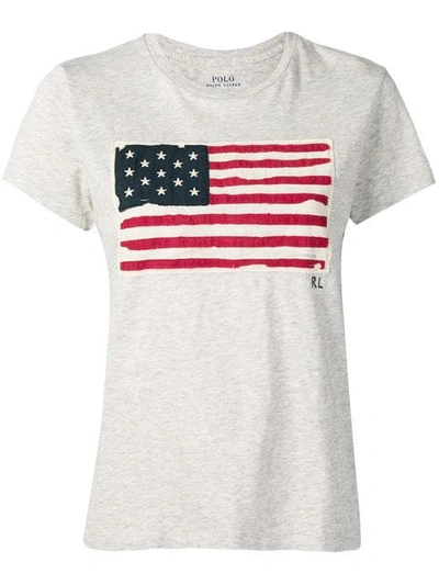 Shop Polo Ralph Lauren Vintage Flag T-shirt In 001 Grey