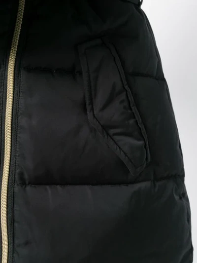 Shop Cavalli Class Racoon Fur Trim Puffer Jacket - Black