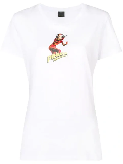 Shop Pinko Vintage Print T-shirt In White