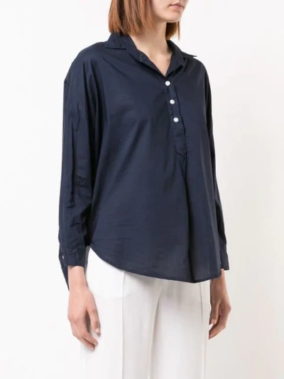 Shop A Shirt Thing Casual Curved Hem Shirt In Blue