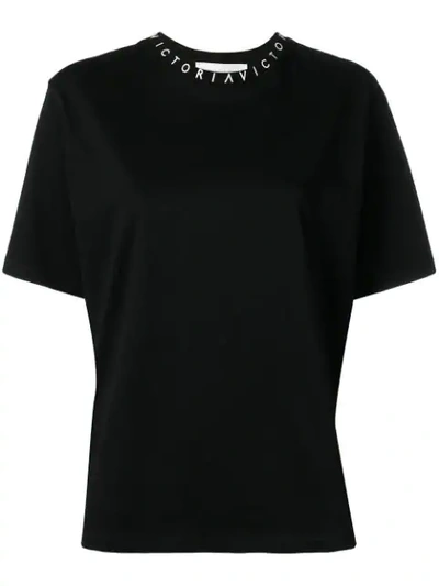 Shop Victoria Victoria Beckham Logo T-shirt In Black/white Logo