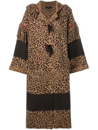 Shop Alanui Leopard Print Coat In Brown
