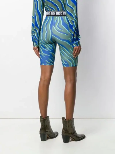 Shop Just Cavalli Logo Band Cycling Shorts In Blue