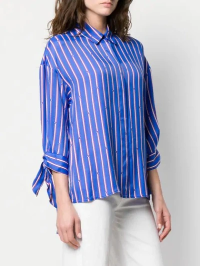 Shop Pinko Striped Oversized Shirt In Blue