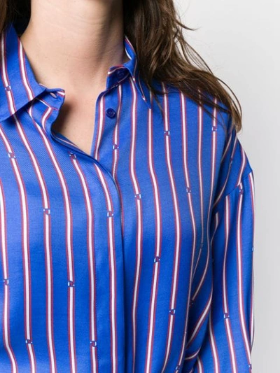 Shop Pinko Striped Oversized Shirt In Blue