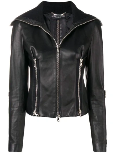 Pre-owned Dolce & Gabbana Vintage Leather Biker Jacket - 黑色 In Black