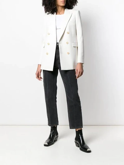 Shop Saint Laurent Double Breasted Blazer In White