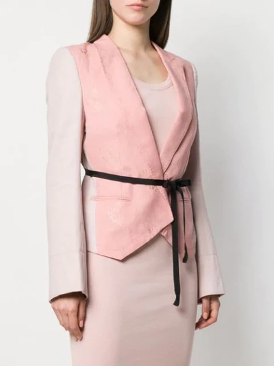 Shop Ann Demeulemeester Contrast Panel Brocade Jacket In Pink