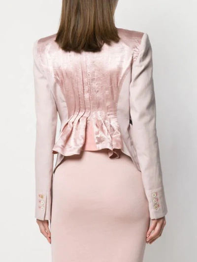 Shop Ann Demeulemeester Contrast Panel Brocade Jacket In Pink