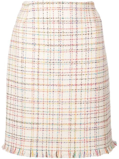 Shop Akris Punto Rainbow Tweed Skirt In Neutrals