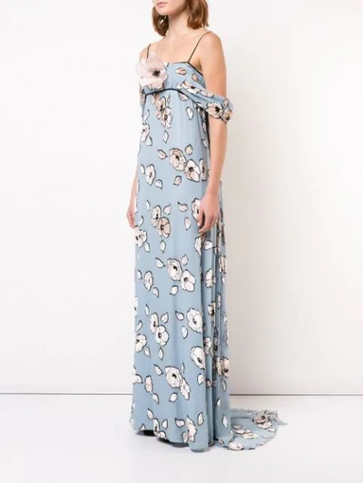 Shop Carolina Herrera Floral Maxi Dress In Blue