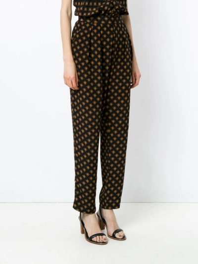 Shop Andrea Marques Printed Pleat Trousers In Black