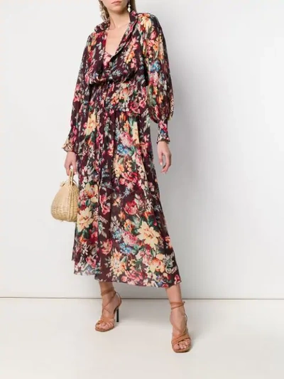 Shop Zimmermann Floral Print Dress In Red