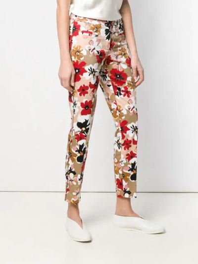 Shop Cambio Floral Trousers In Neutrals