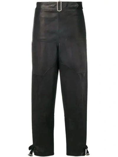 Shop Jw Anderson Women's Fold-front Utility Leather Trousers - Black