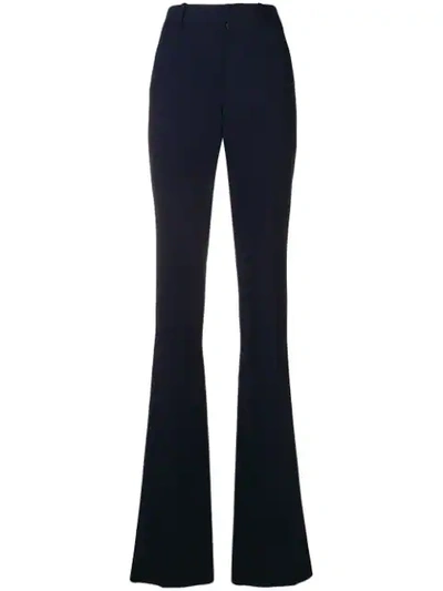 Shop Gucci High Waisted Flared Trousers In Blue