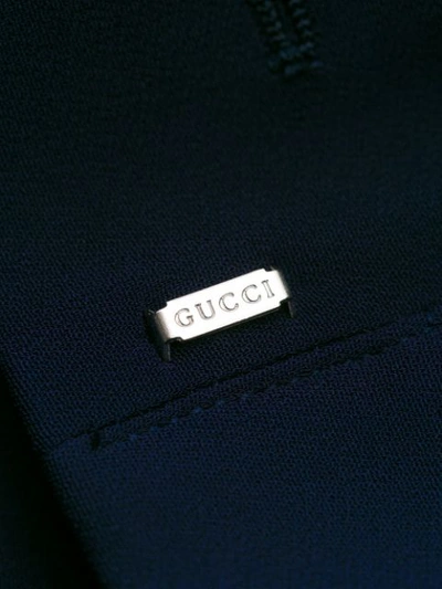 Shop Gucci High Waisted Flared Trousers In Blue