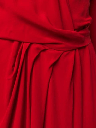 RICK OWENS 长款裹身式连衣裙 - 红色