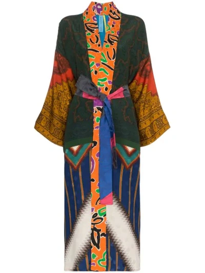 Shop Rianna + Nina Mixed Aztec Print Kimono In Multicolour