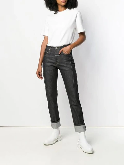 Shop Zilver Cropped Mid-rise Jeans In Blue