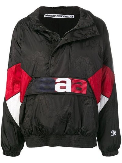 Shop Alexander Wang Oversized Windbreaker In Black/white/red